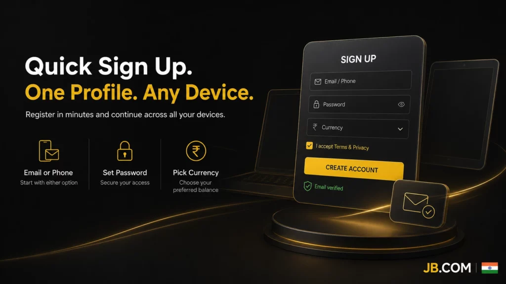 JB.COM quick registration across devices in India